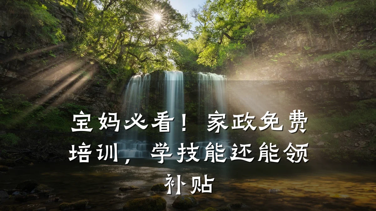 宝妈必看!家政免费培训,学技能还能领补贴