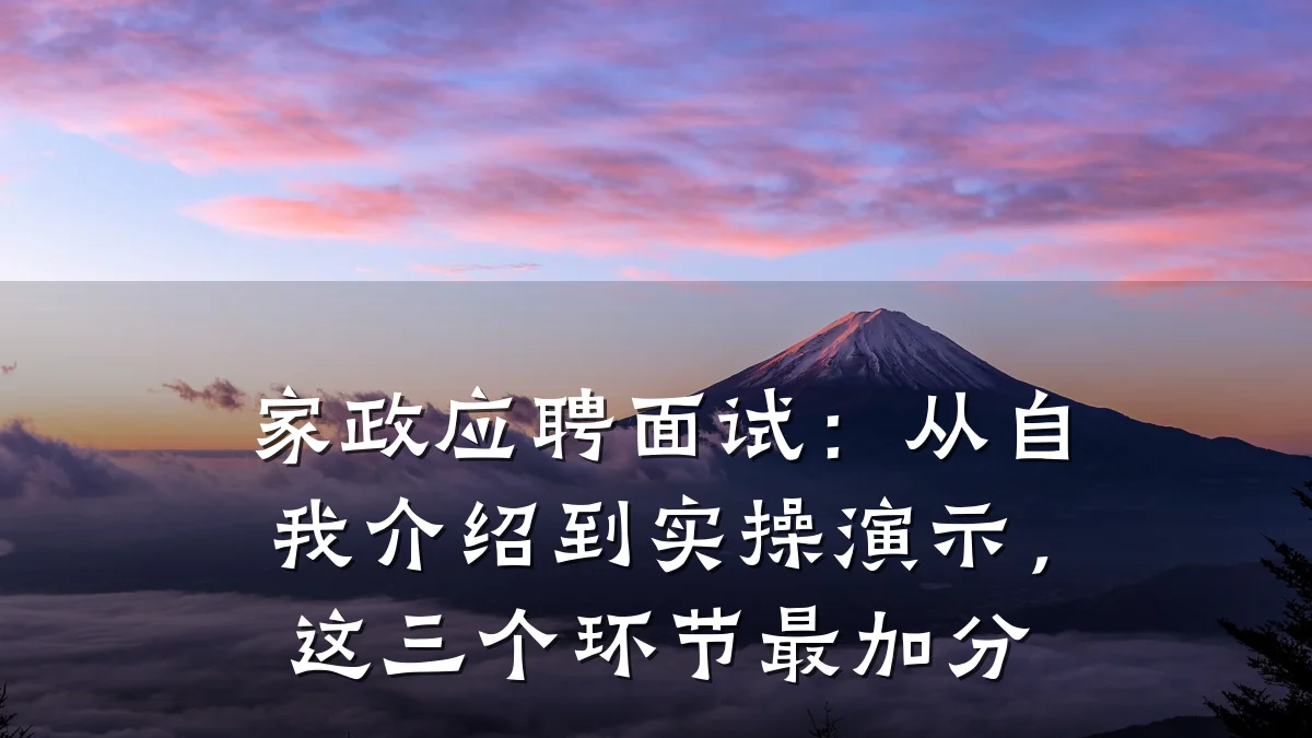家政应聘面试:从自我介绍到实操演示,这三个环节最加分