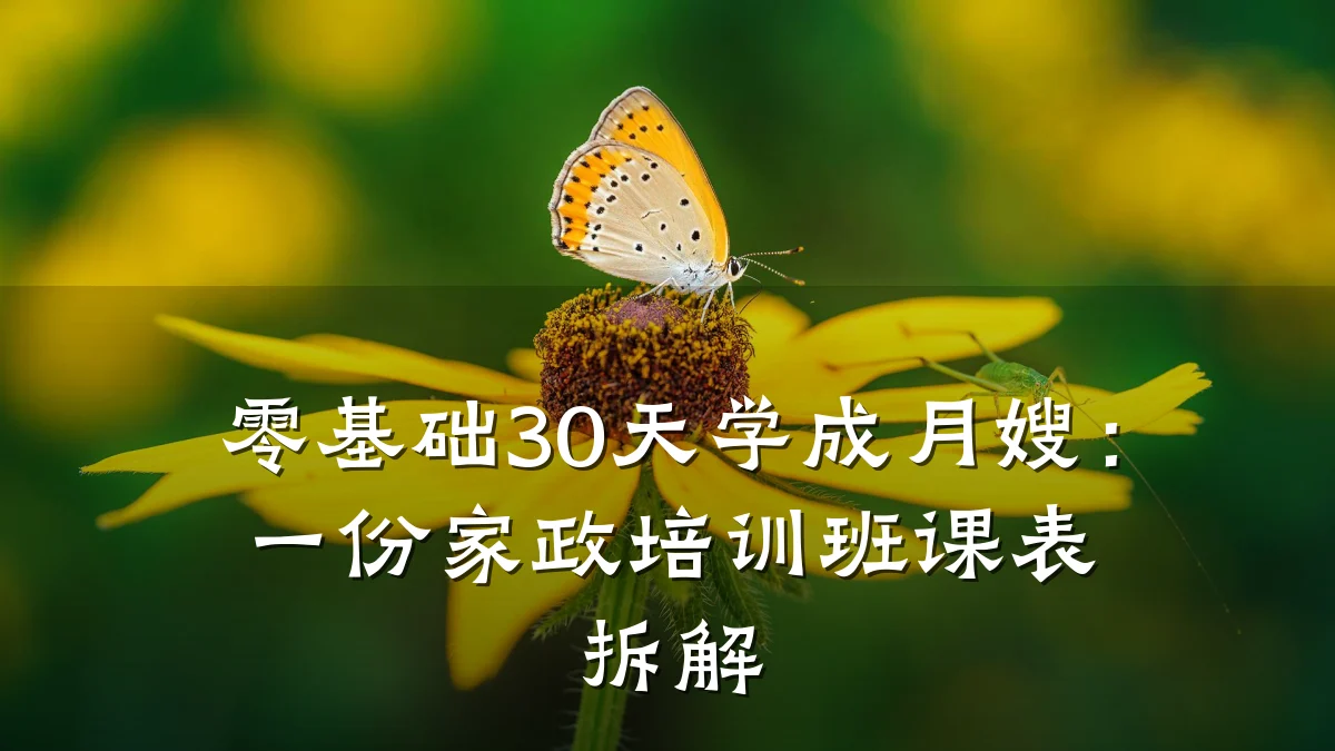 零基础30天学成月嫂:一份家政培训班课表拆解