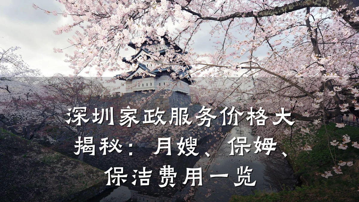 深圳家政服务价格大揭秘:月嫂、保姆、保洁费用一览
