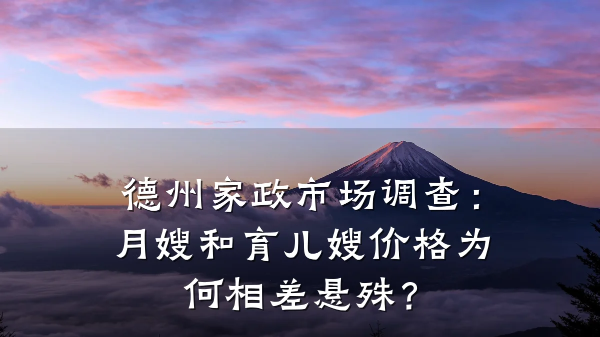 德州家政市场调查:月嫂和育儿嫂价格为何相差悬殊?