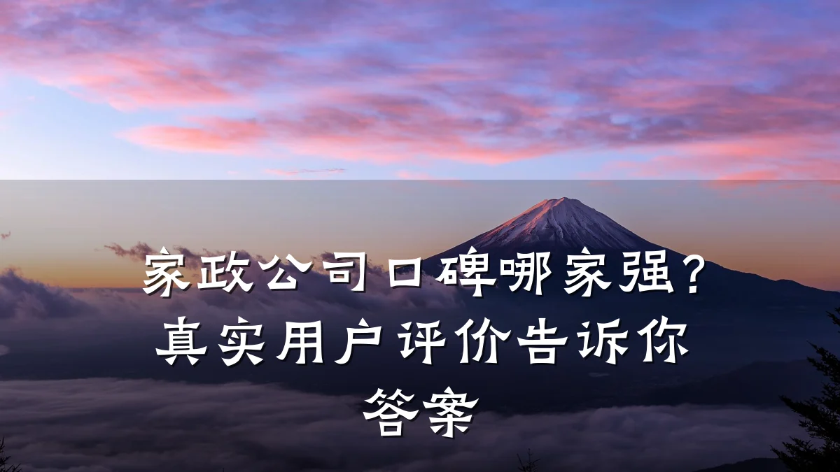 家政公司口碑哪家强?真实用户评价告诉你答案