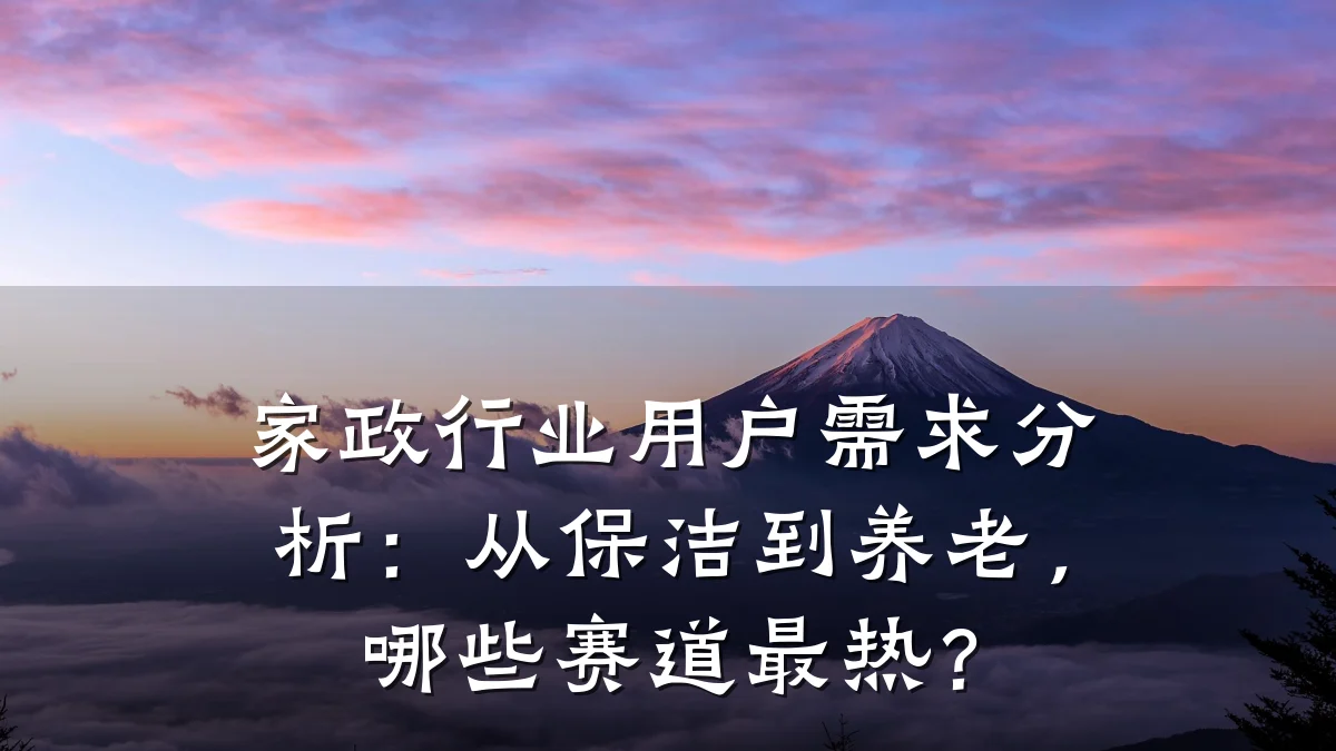 家政行业用户需求分析：从保洁到养老，哪些赛道最热？