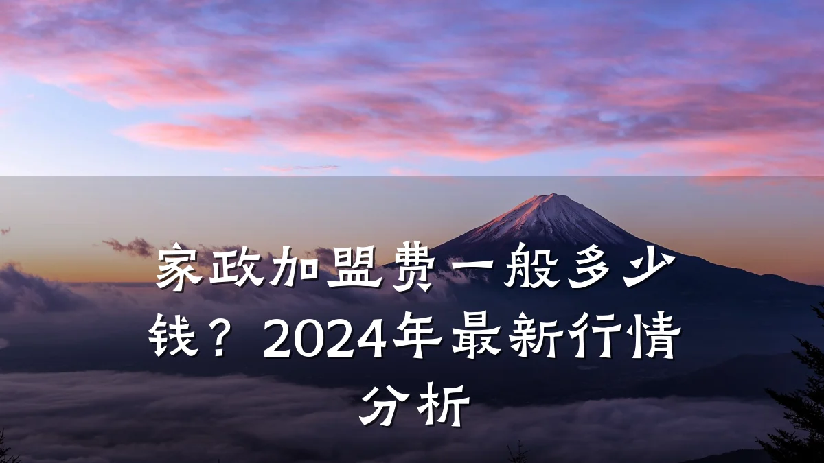家政加盟费一般多少钱?2024年最新行情分析