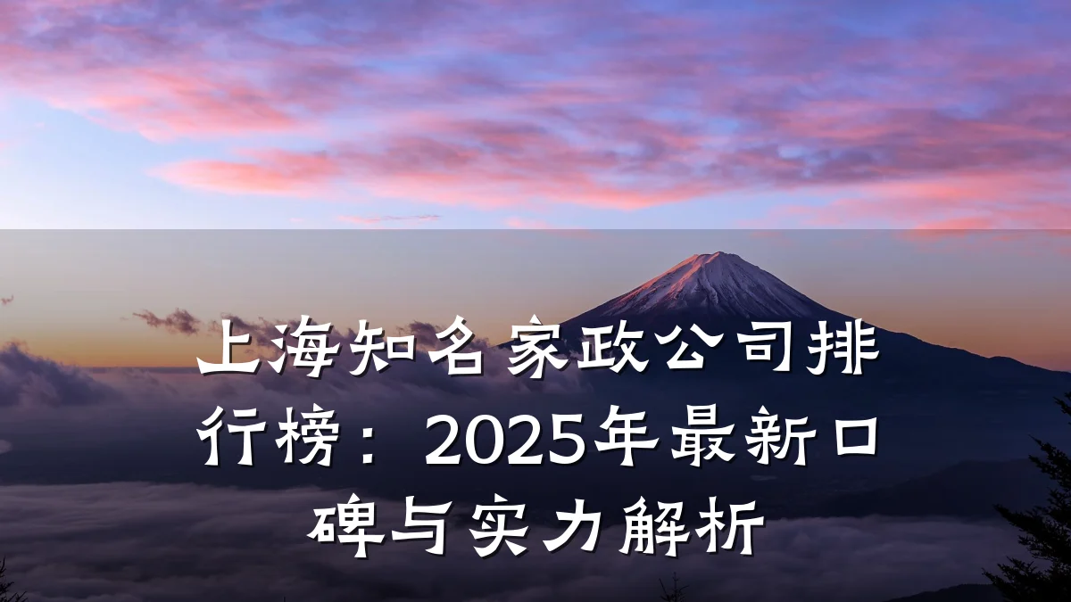 上海知名家政公司排行榜:2025年最新口碑与实力解析
