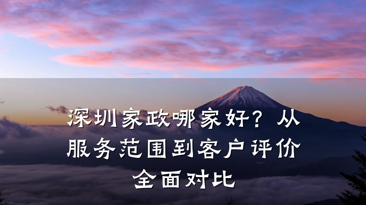 深圳家政哪家好?从服务范围到客户评价全面对比