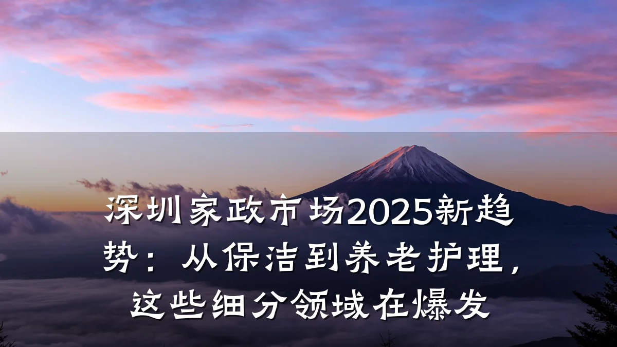 深圳家政市场2025新趋势:从保洁到养老护理,这些细分领域在爆发