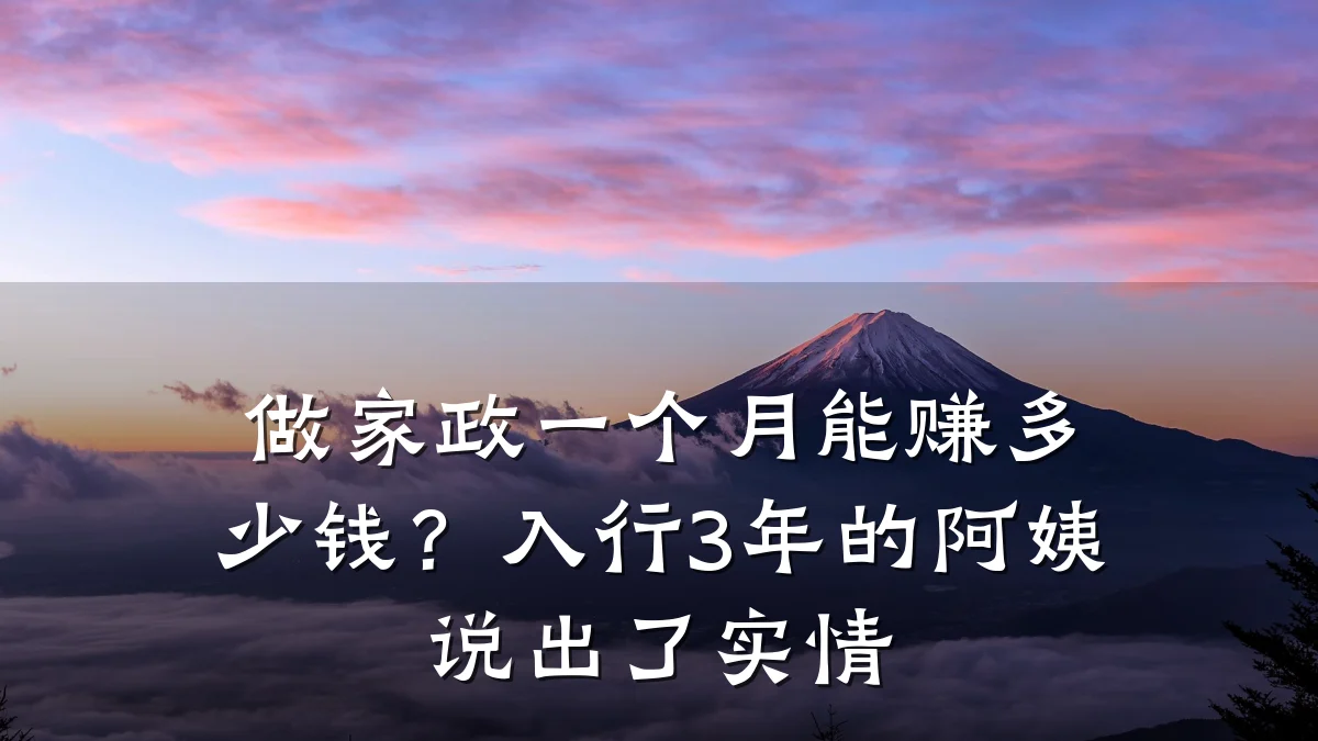 做家政一个月能赚多少钱?入行3年的阿姨说出了实情