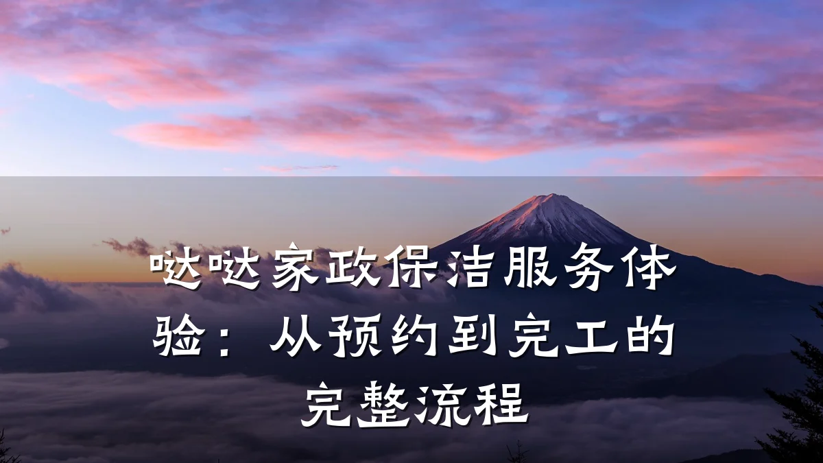 哒哒家政保洁服务体验:从预约到完工的完整流程