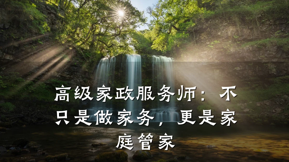 高级家政服务师:不只是做家务,更是家庭管家