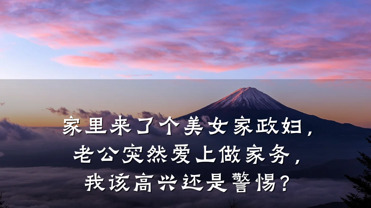 家里来了个美女家政妇,老公突然爱上做家务,我该高兴还是警惕?