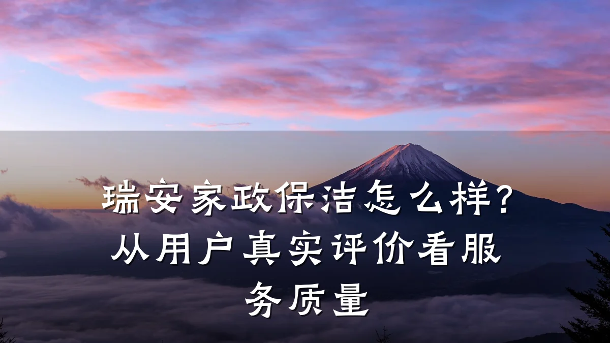 瑞安家政保洁怎么样?从用户真实评价看服务质量