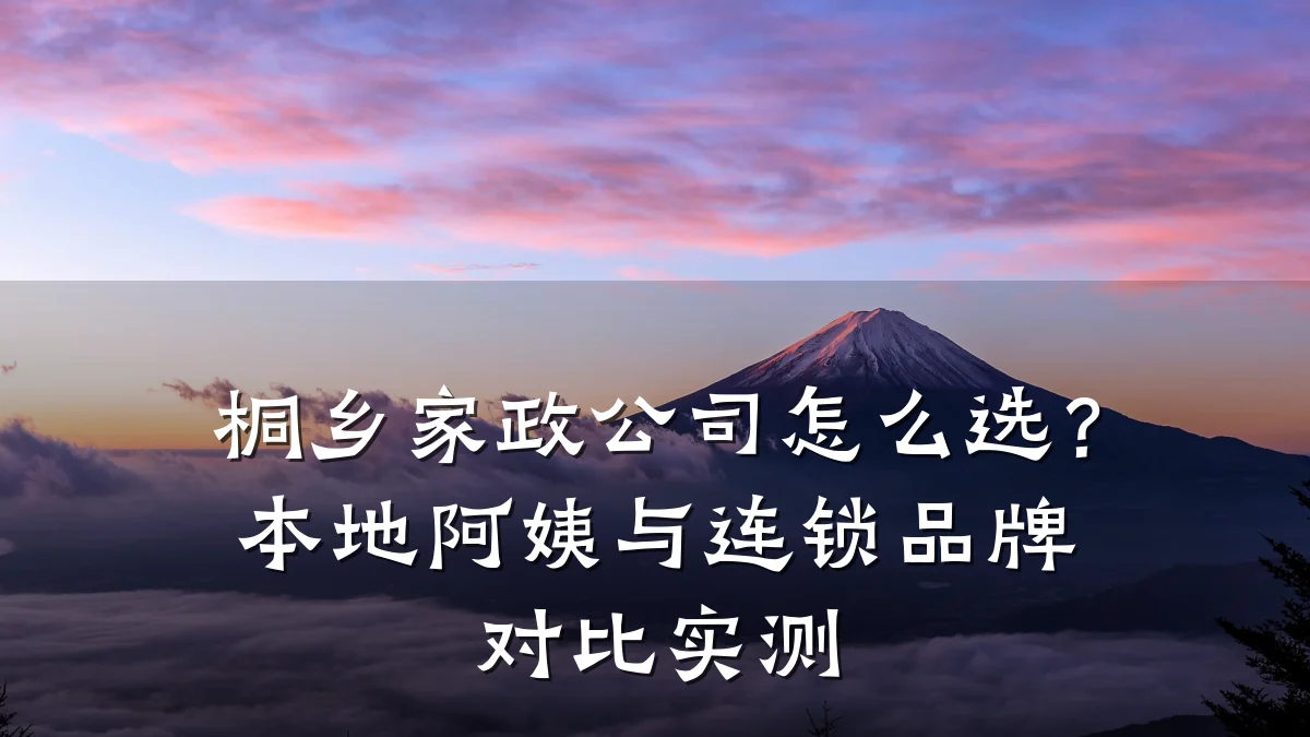 桐乡家政公司怎么选?本地阿姨与连锁品牌对比实测