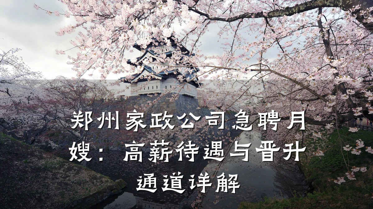 郑州家政公司急聘月嫂：高薪待遇与晋升通道详解
