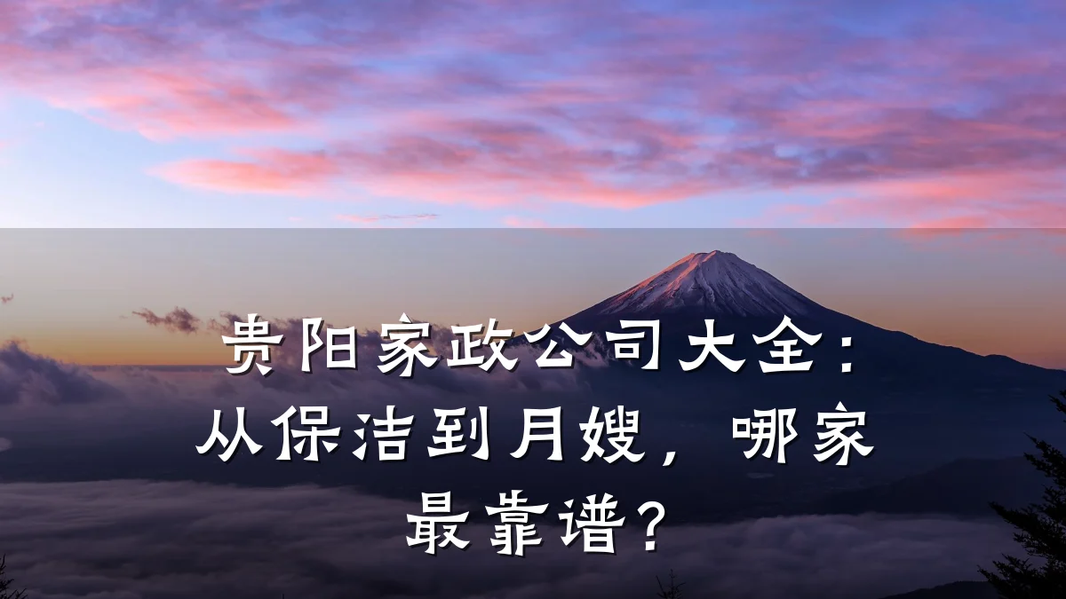 贵阳家政公司大全:从保洁到月嫂,哪家最靠谱?