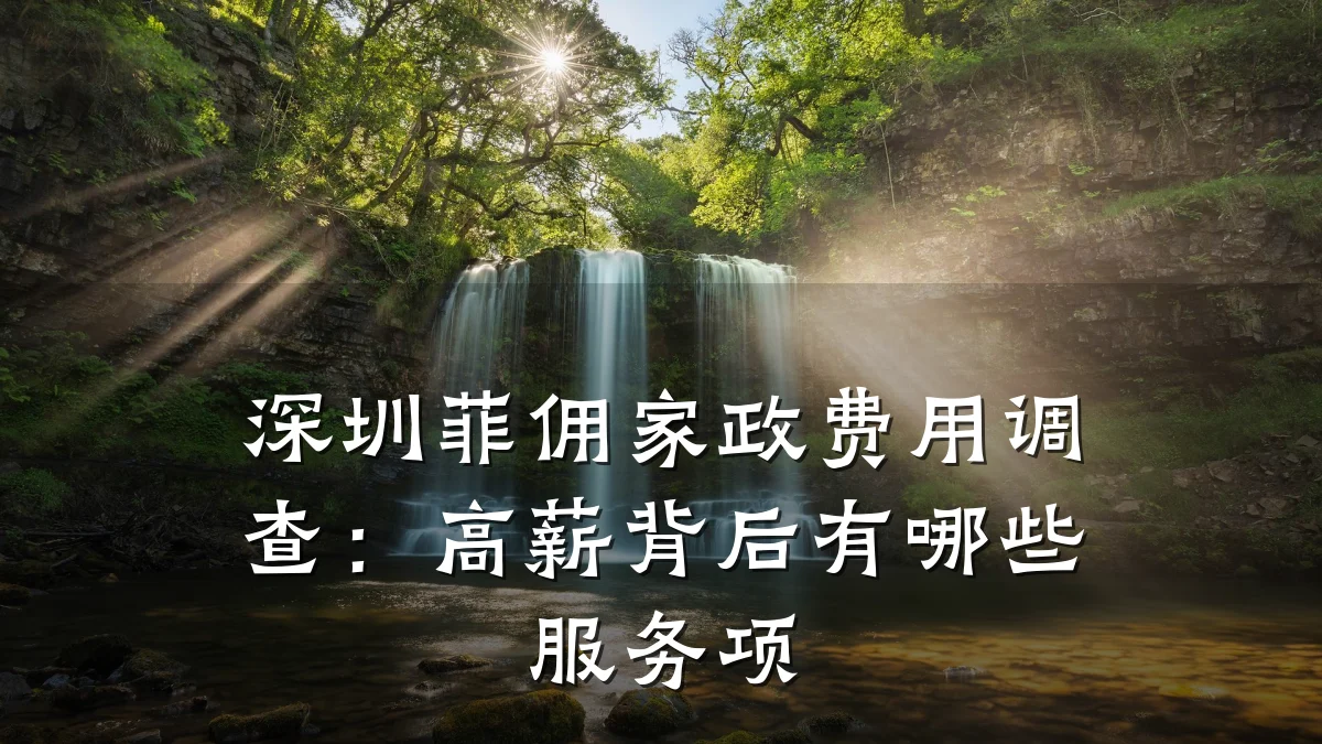 深圳菲佣家政费用调查:高薪背后有哪些服务项