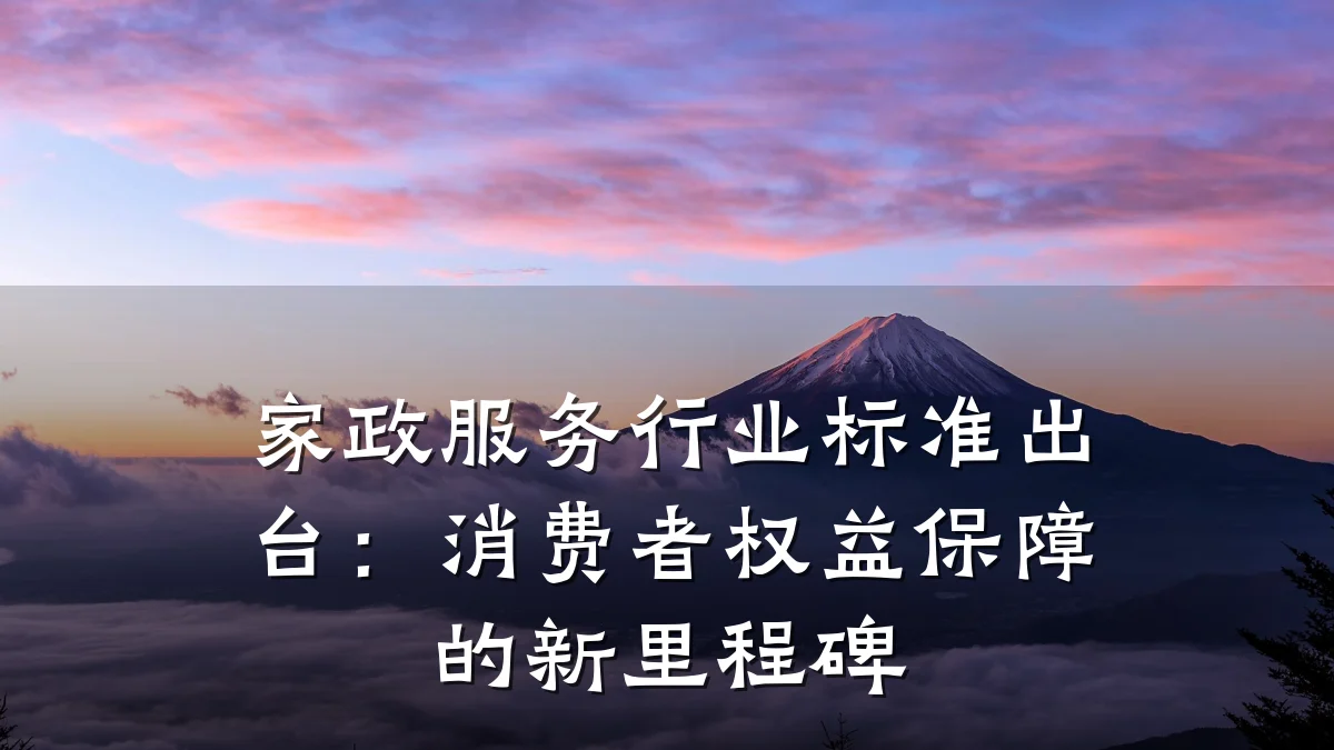 家政服务行业标准出台：消费者权益保障的新里程碑