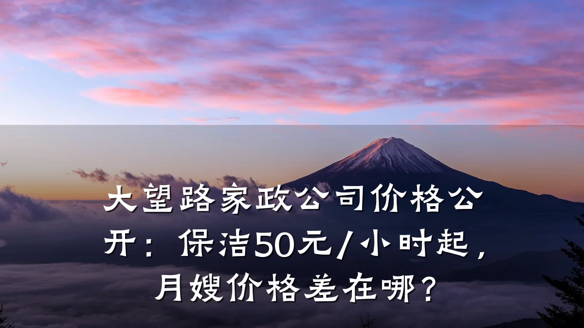 大望路家政公司价格公开：保洁50元/小时起，月嫂价格差在哪？