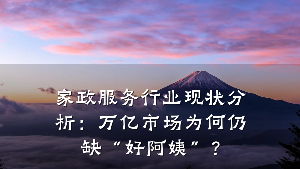 家政服务行业现状分析:万亿市场为何仍缺“好阿姨”?