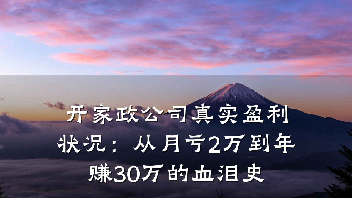 开家政公司真实盈利状况:从月亏2万到年赚30万的血泪史