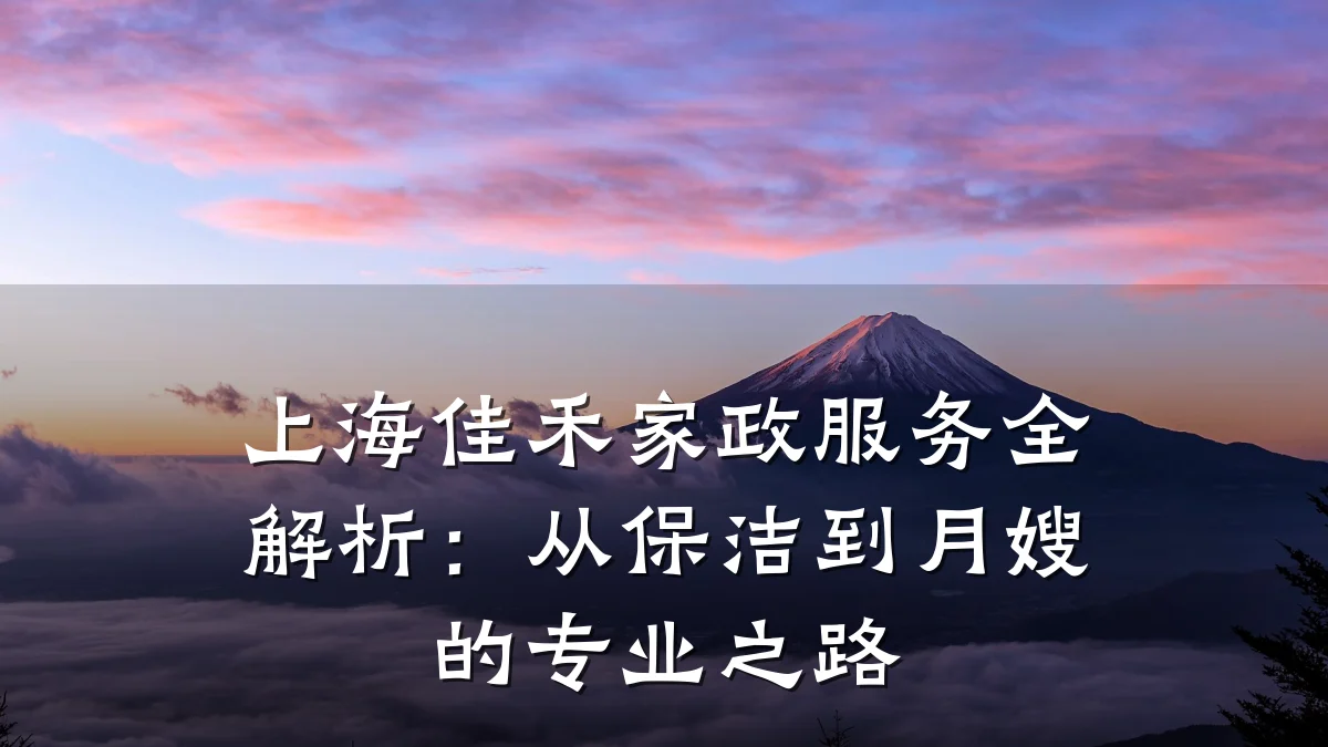 上海佳禾家政服务全解析：从保洁到月嫂的专业之路