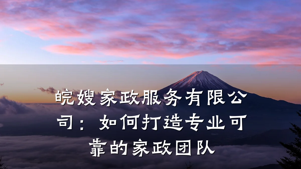 皖嫂家政服务有限公司：如何打造专业可靠的家政团队