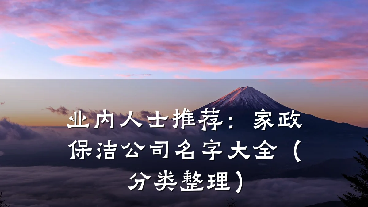 业内人士推荐:家政保洁公司名字大全(分类整理)